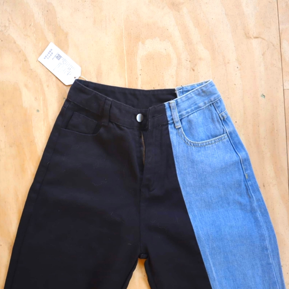 NWT Split colored wide leg jeans